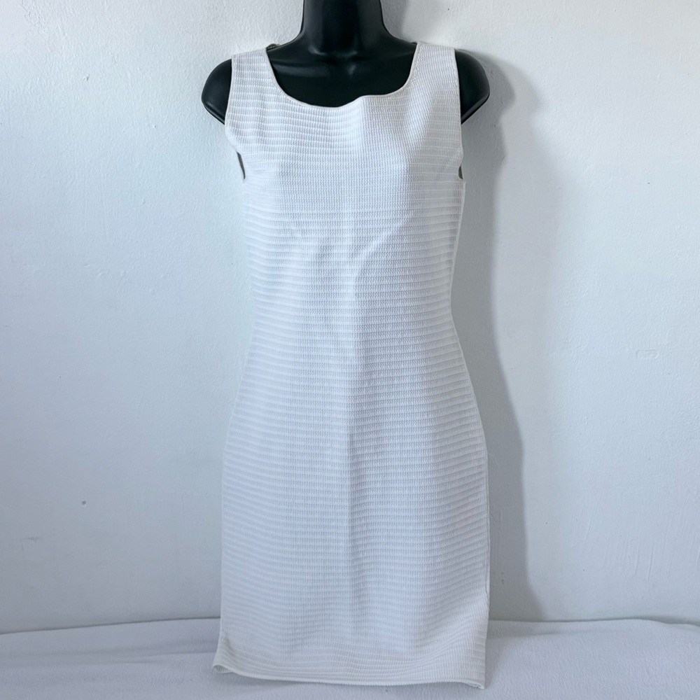 Socapri White Off Silk Blend Bodycon Knited Dress